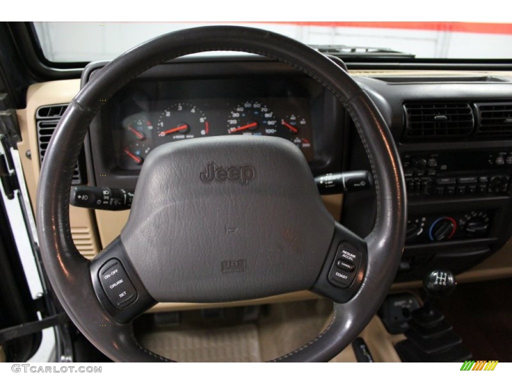 2002 Jeep Wrangler Sahara 4x4 Camel Beige/Dark Green Steering Wheel Photo #68590187