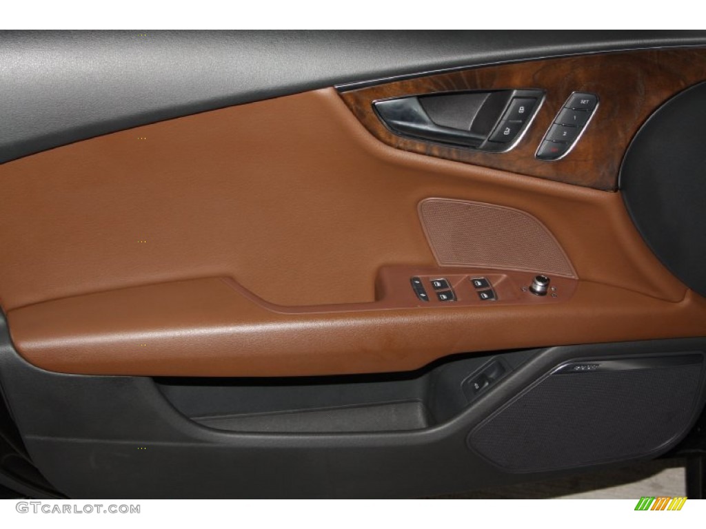 2012 Audi A7 3.0T quattro Premium Nougat Brown Door Panel Photo #68592017