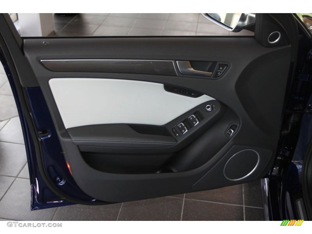2013 Audi S4 3.0T quattro Sedan Black/Lunar Silver Door Panel Photo #68592569