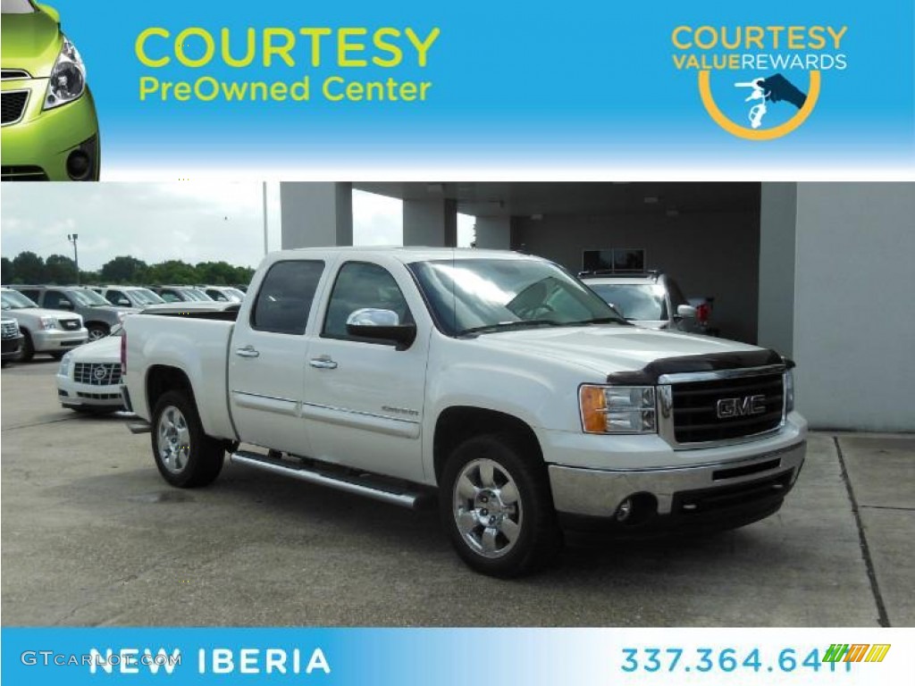 2010 Sierra 1500 SLT Crew Cab - White Diamond Tricoat / Dark Titanium/Light Titanium photo #1