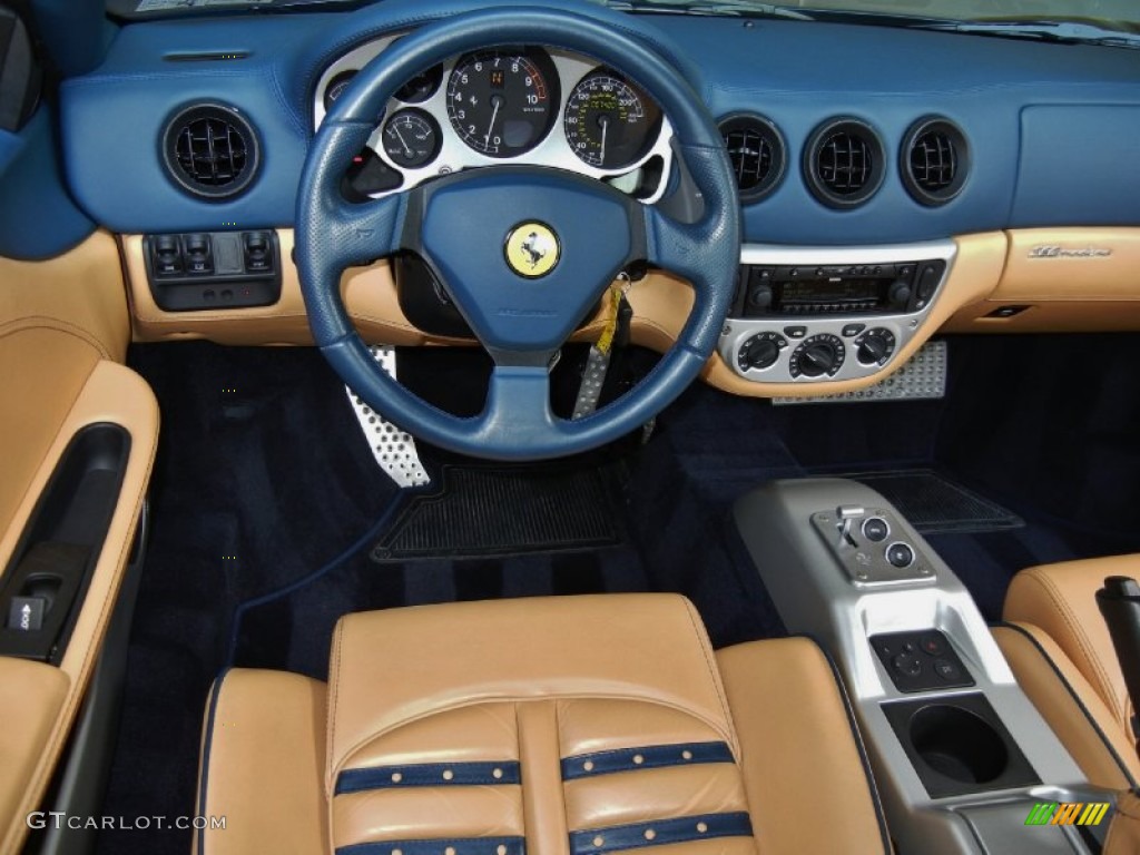 2002 Ferrari 360 Modena F1 Beige/Blue Dashboard Photo #68596910