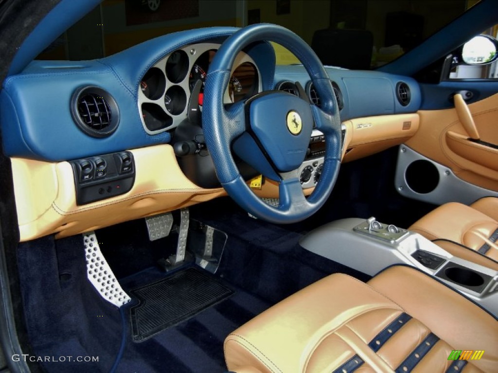 2002 Ferrari 360 Modena F1 Beige/Blue Dashboard Photo #68596928