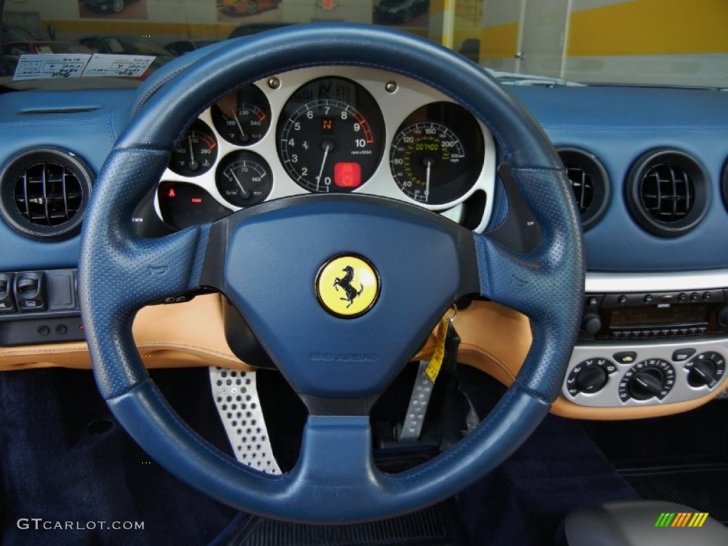2002 Ferrari 360 Modena F1 Beige/Blue Steering Wheel Photo #68596964