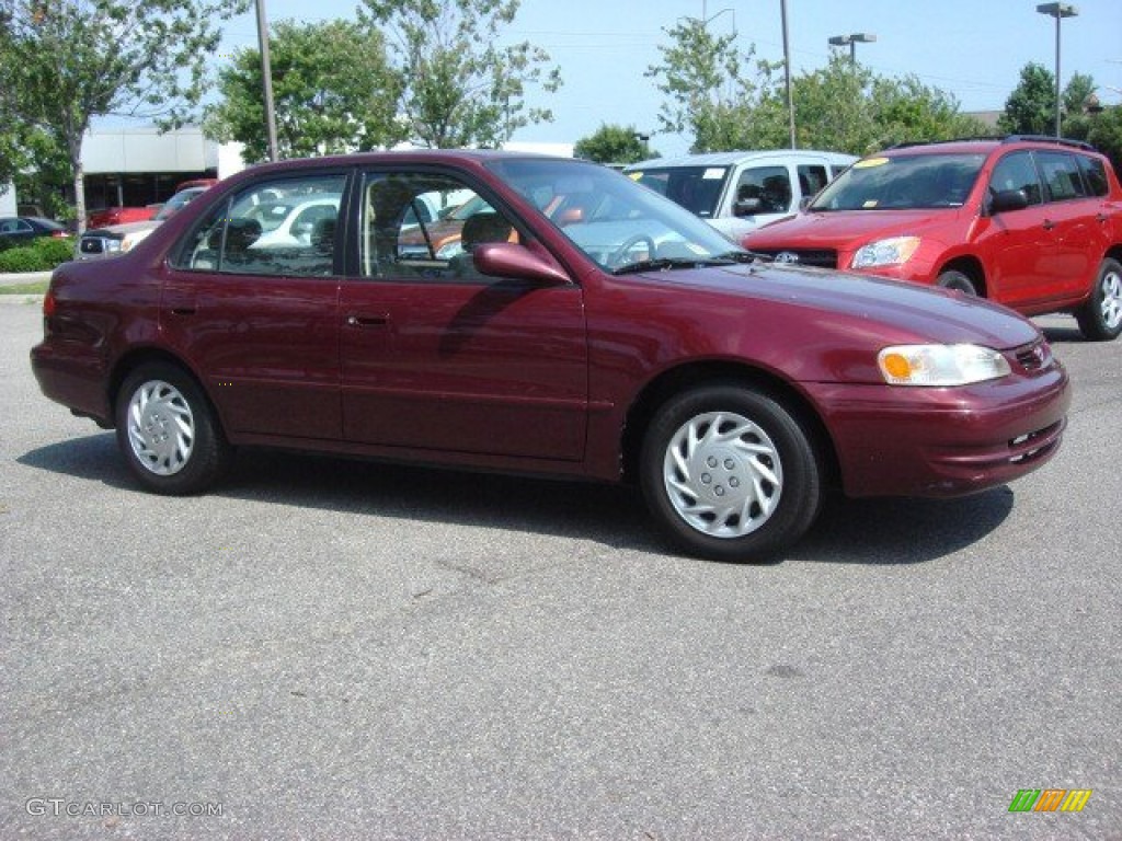 1998 Corolla LE - Ruby Red Pearl Metallic / Beige photo #2
