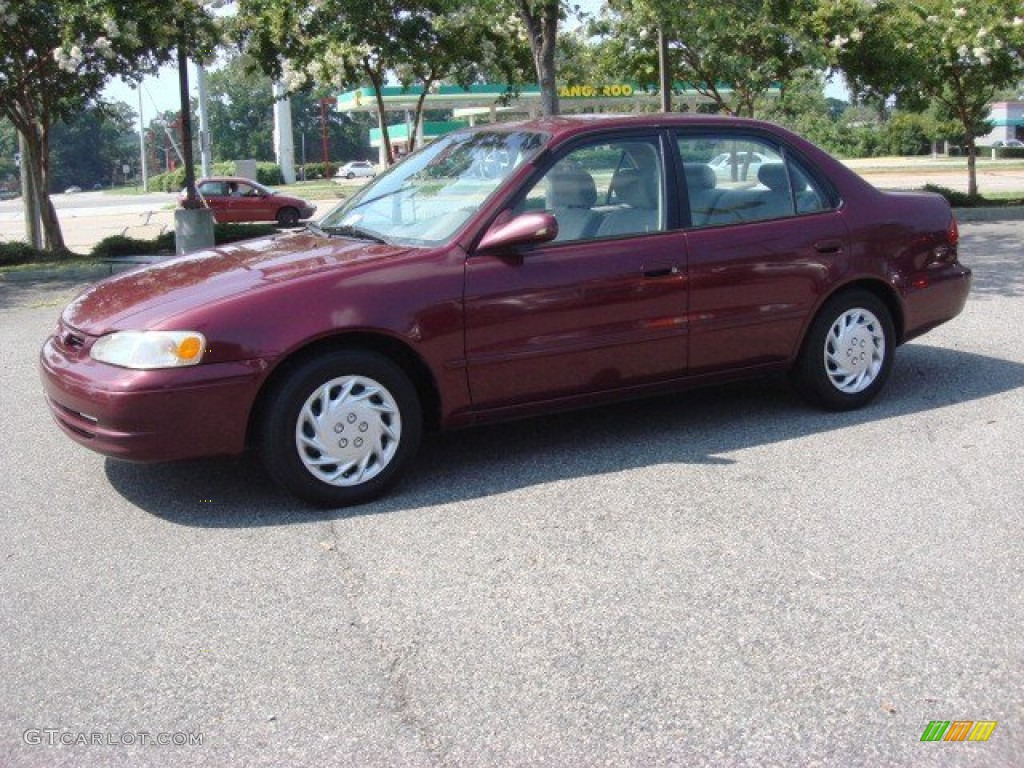 1998 Corolla LE - Ruby Red Pearl Metallic / Beige photo #6