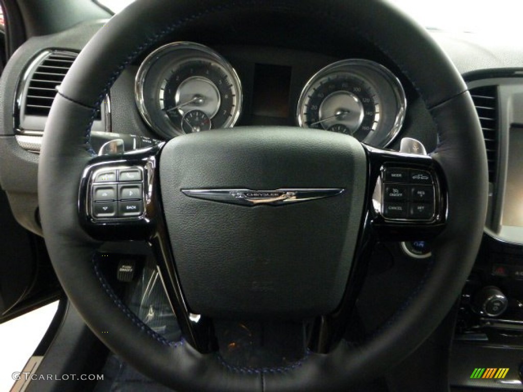 2012 Chrysler 300 S Mopar '12 Edition Black/Blue Accents Steering Wheel Photo #68598791