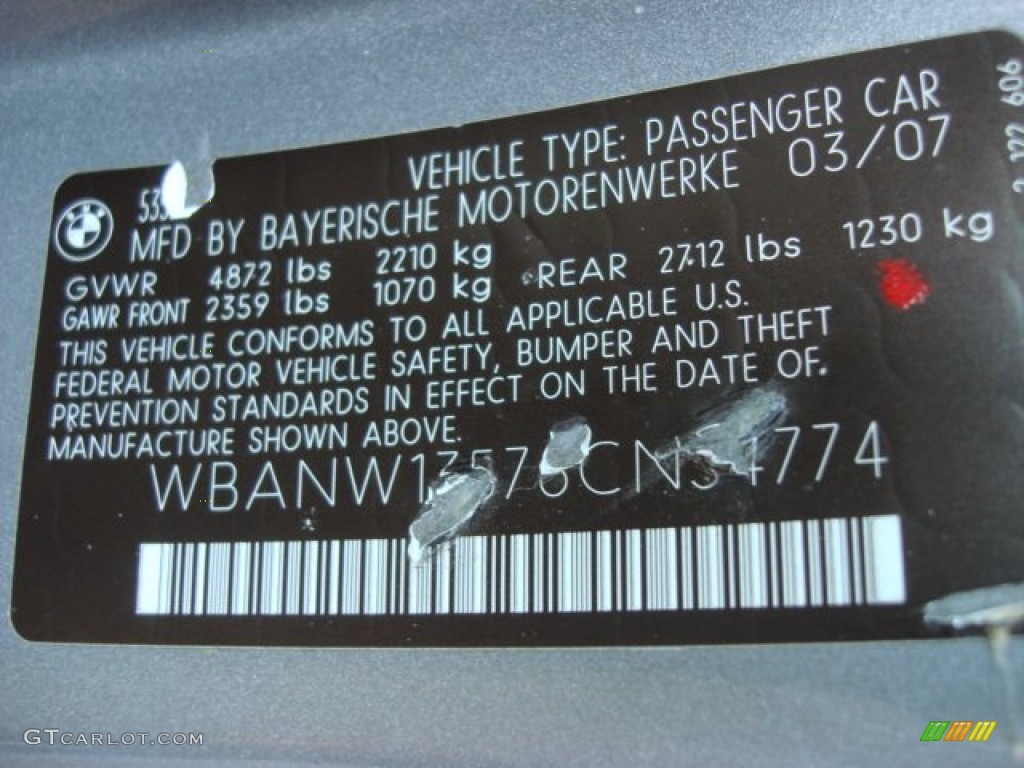 2008 BMW 5 Series 535i Sedan Info Tag Photo #68601551