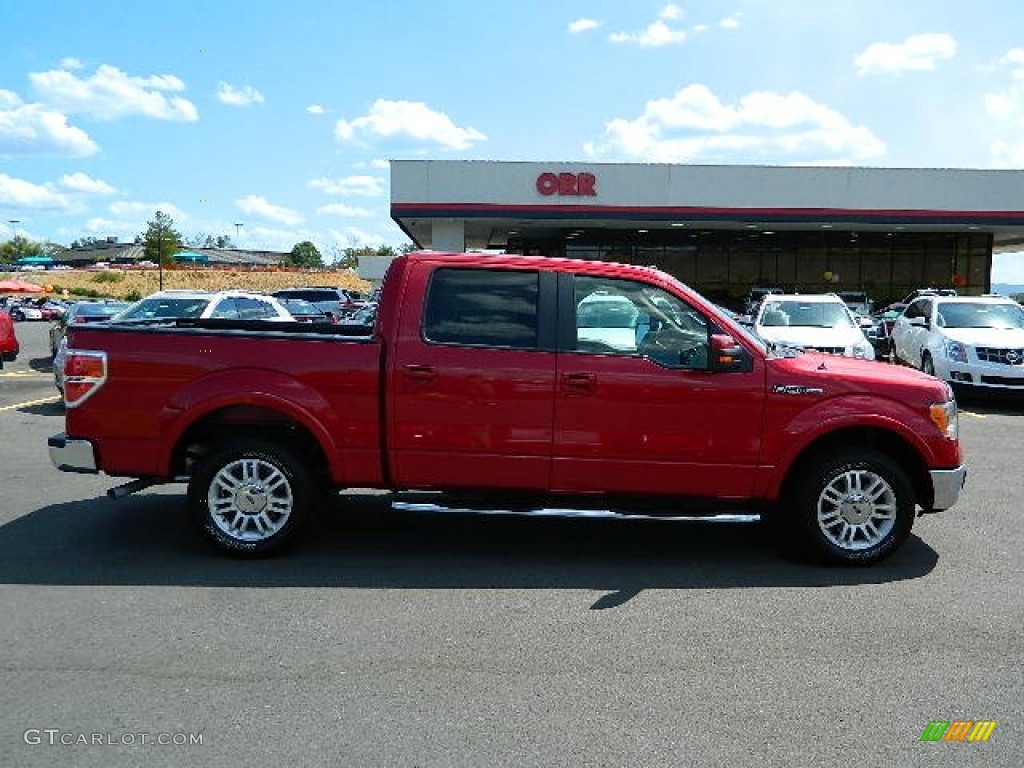 2010 F150 Lariat SuperCrew - Red Candy Metallic / Tan photo #2