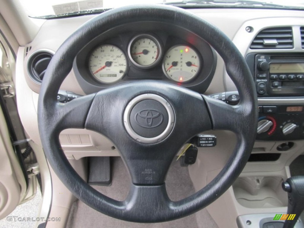 2002 Toyota RAV4 Standard RAV4 Model Taupe Steering Wheel Photo #68604911
