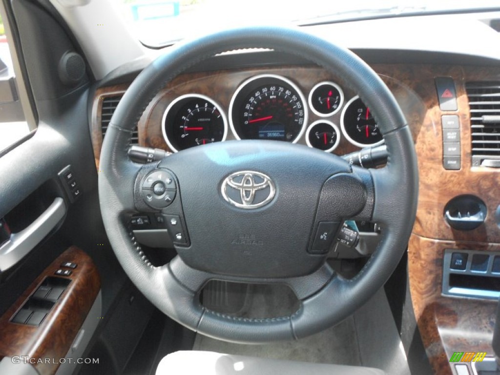 2010 Toyota Tundra Limited CrewMax Graphite Gray Steering Wheel Photo #68606750