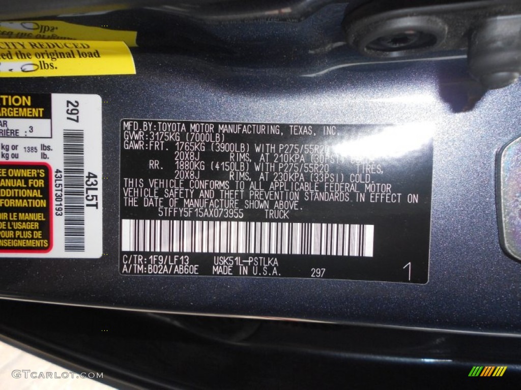 2010 Toyota Tundra Limited CrewMax Color Code Photos