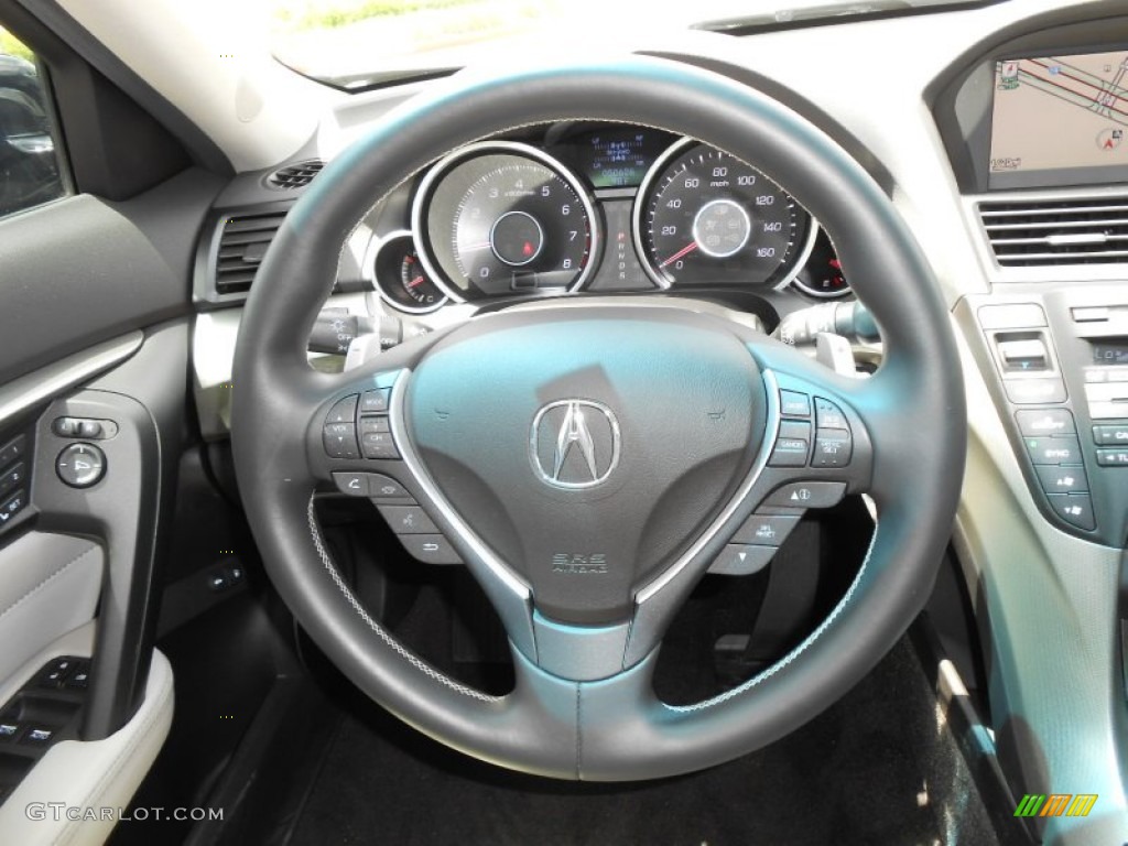 2009 Acura TL 3.7 SH-AWD Taupe Steering Wheel Photo #68607050