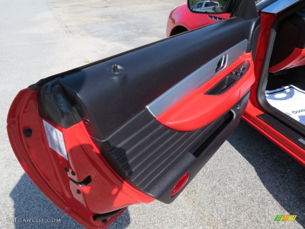 2003 Ford Thunderbird Premium Roadster Black Ink/Torch Red Door Panel Photo #68607965