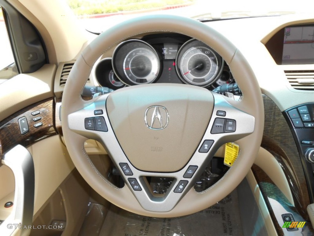 2012 Acura MDX SH-AWD Advance Parchment Steering Wheel Photo #68608229