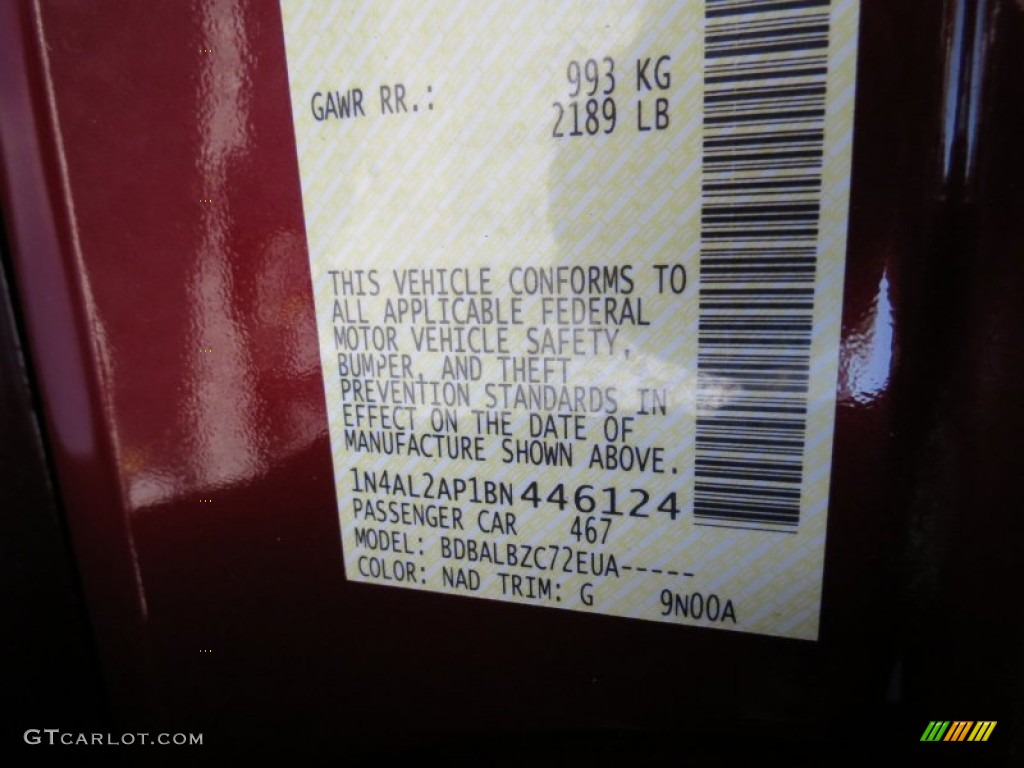 2011 Altima Color Code NAD for Tuscan Sun Photo #68608826