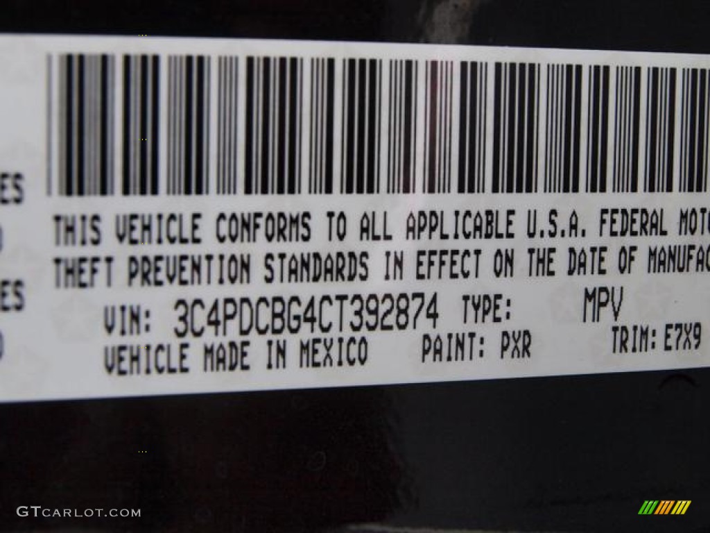 2012 Journey SXT - Brilliant Black Crystal Pearl / Black photo #8