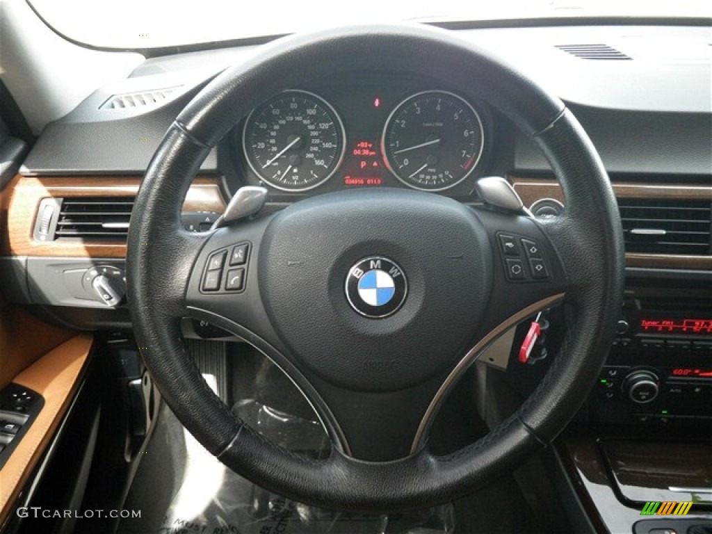 2009 BMW 3 Series 328i Sedan Saddle Brown Dakota Leather Steering Wheel Photo #68611160
