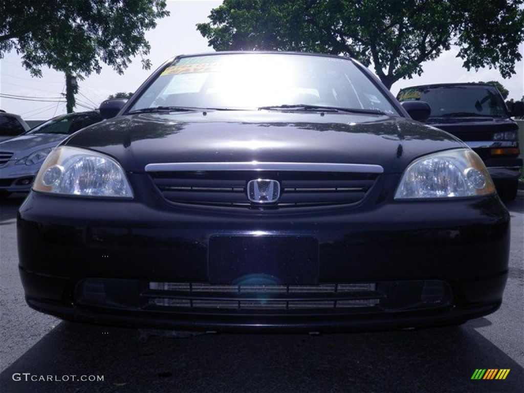 2002 Civic LX Sedan - Nighthawk Black Pearl / Gray photo #3
