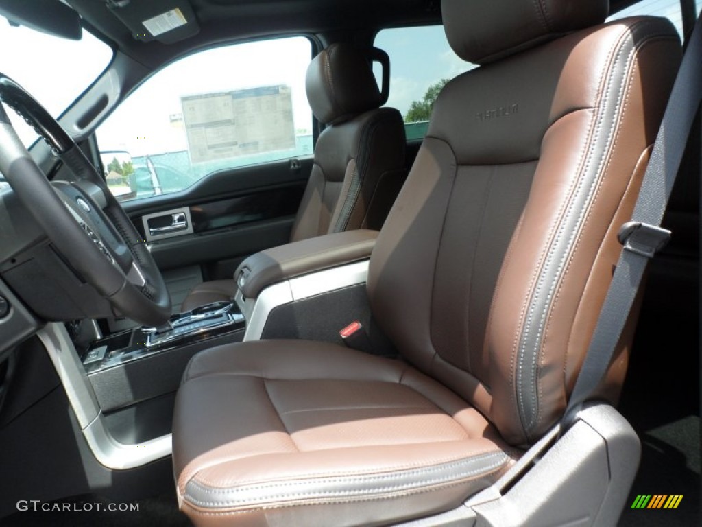 Platinum Sienna Brown/Black Leather Interior 2012 Ford F150 Platinum SuperCrew 4x4 Photo #68614121