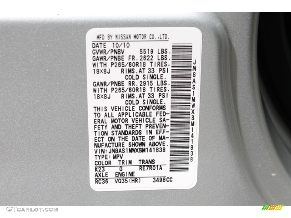 2011 FX 35 AWD - Liquid Platinum / Graphite photo #32