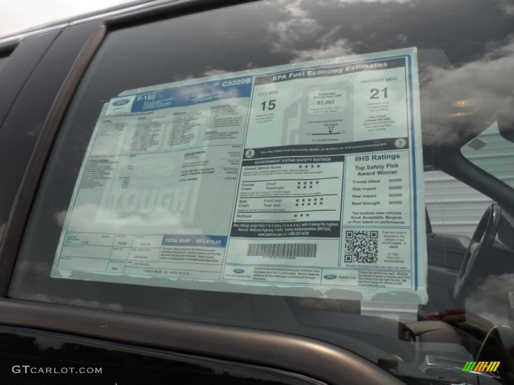 2012 Ford F150 Platinum SuperCrew 4x4 Window Sticker Photo #68614254
