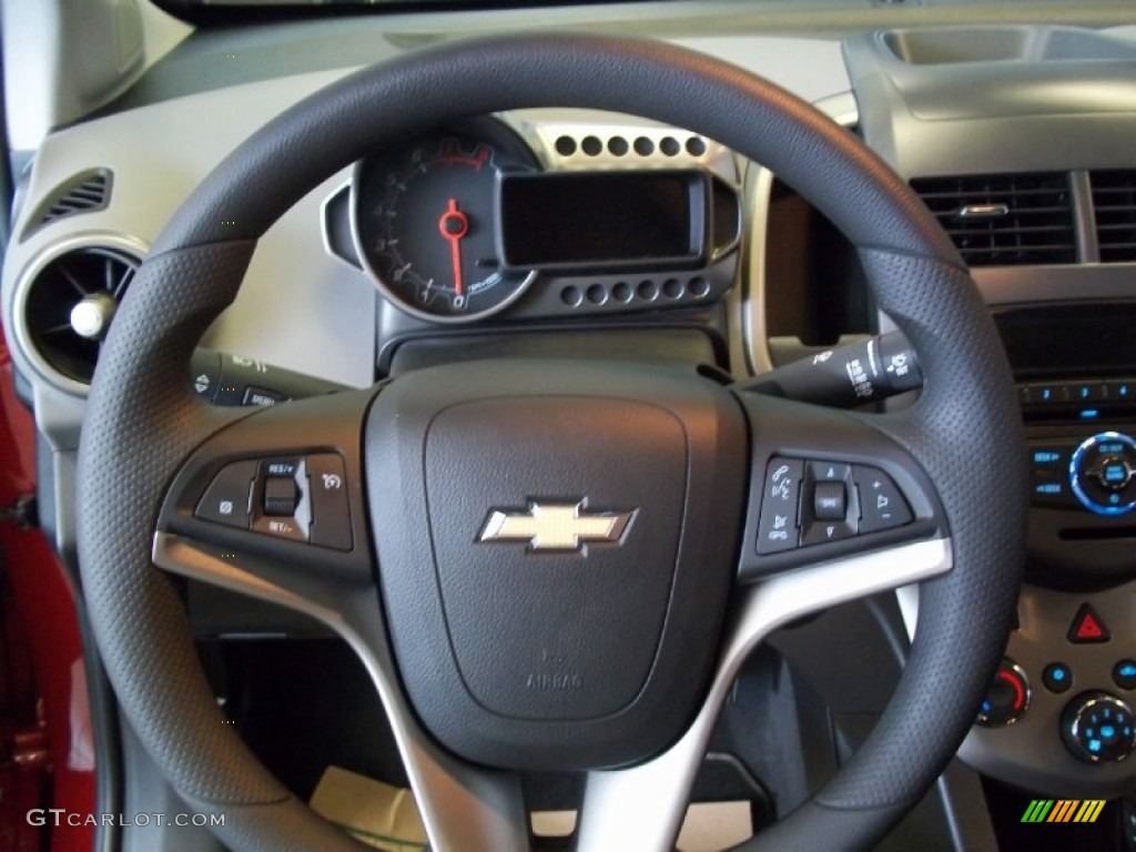 2012 Chevrolet Sonic LT Sedan Jet Black/Dark Titanium Steering Wheel Photo #68616404