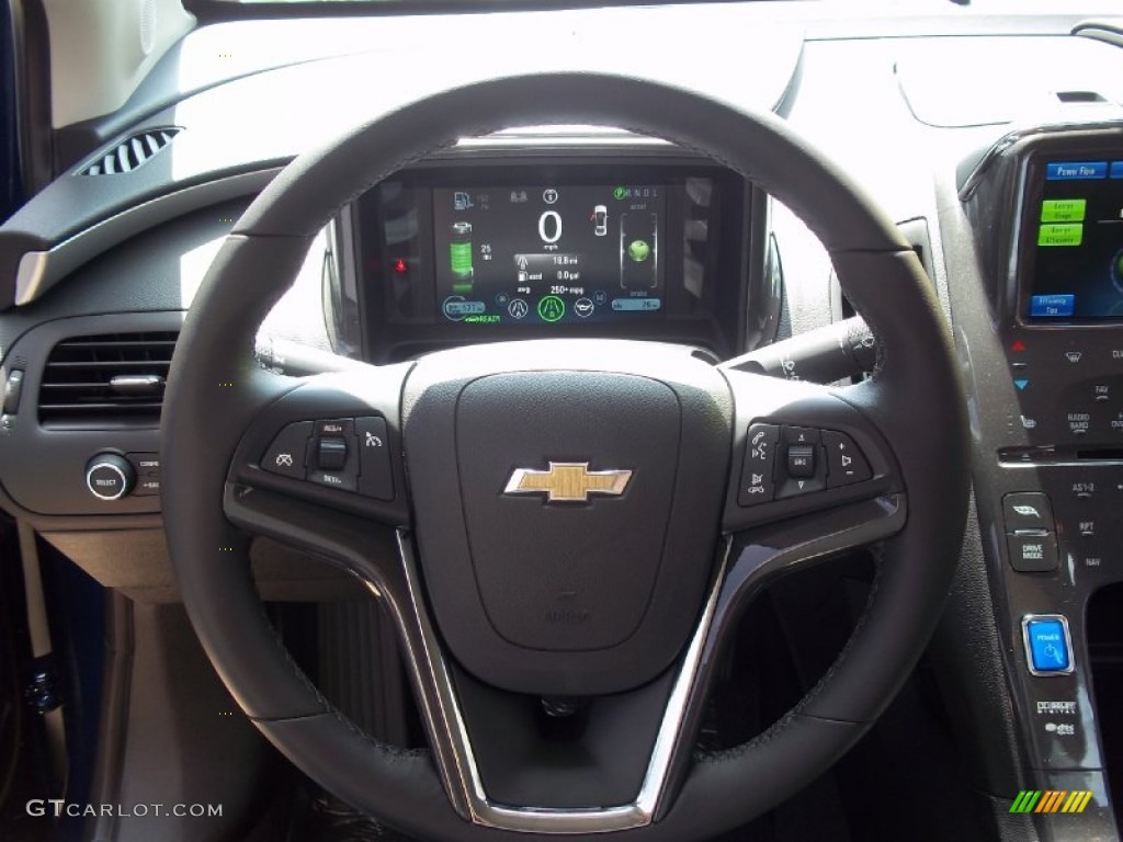 2012 Chevrolet Volt Hatchback Jet Black/Dark Accents Steering Wheel Photo #68616542
