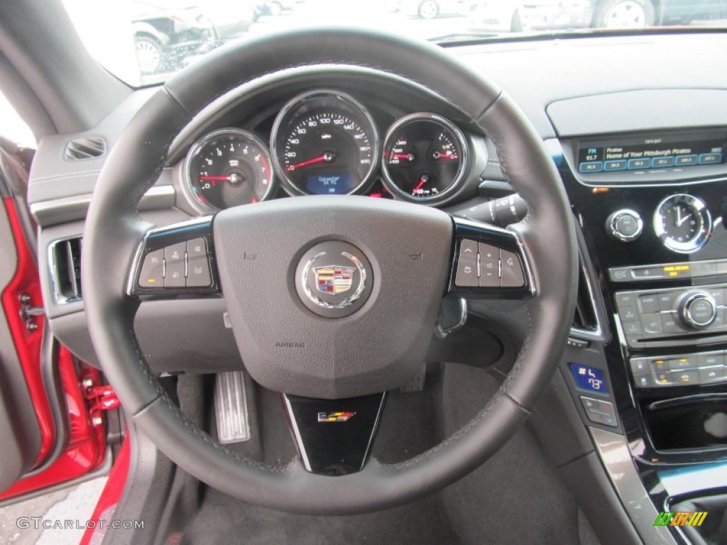 2011 Cadillac CTS -V Coupe Ebony Steering Wheel Photo #68617682