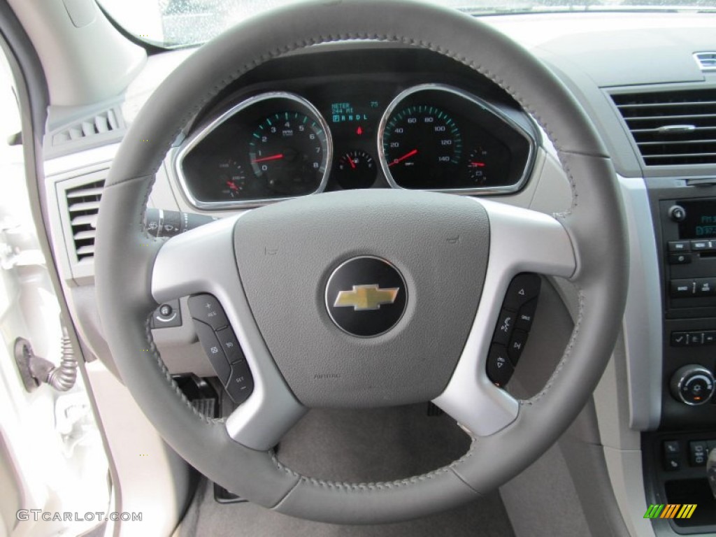 2012 Chevrolet Traverse LT AWD Dark Gray/Light Gray Steering Wheel Photo #68618360