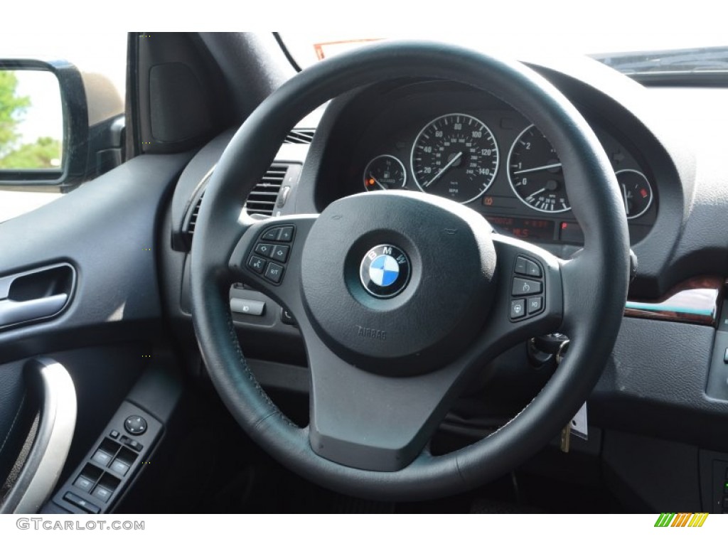 2006 BMW X5 3.0i Black Steering Wheel Photo #68622530