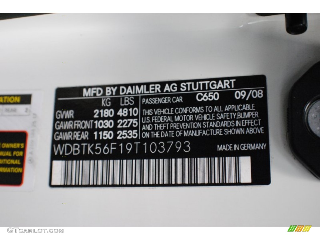 2009 CLK Color Code 650 for Arctic White Photo #68623956