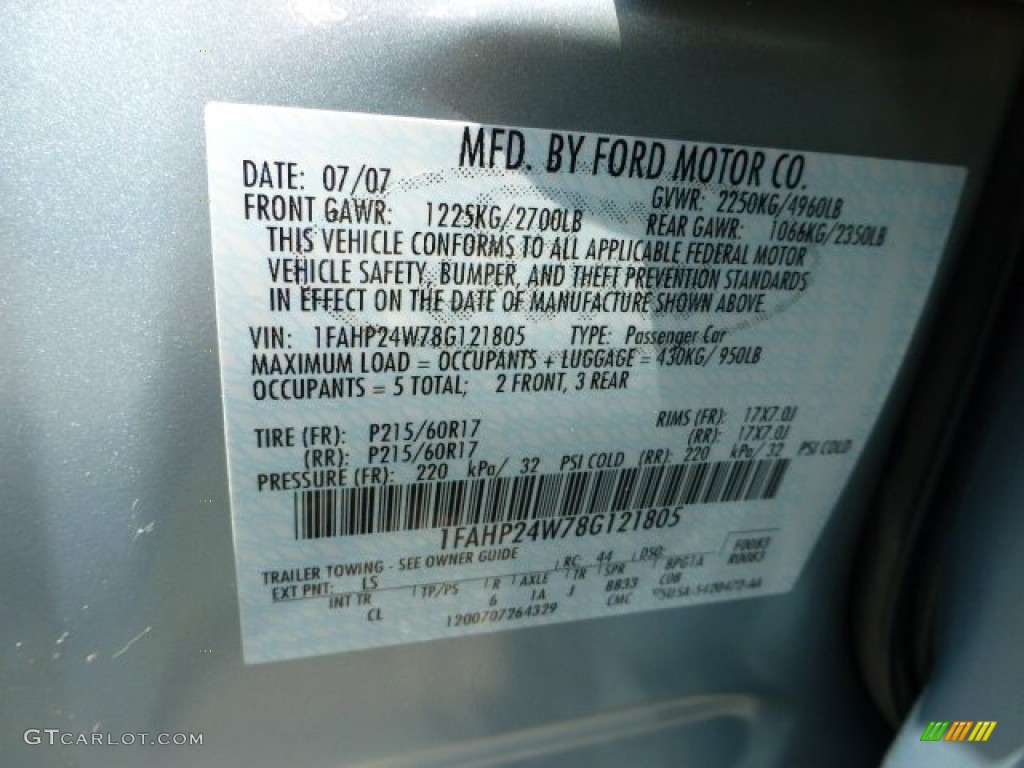 2008 Taurus Color Code LS for Light Ice Blue Metallic Photo #68624682