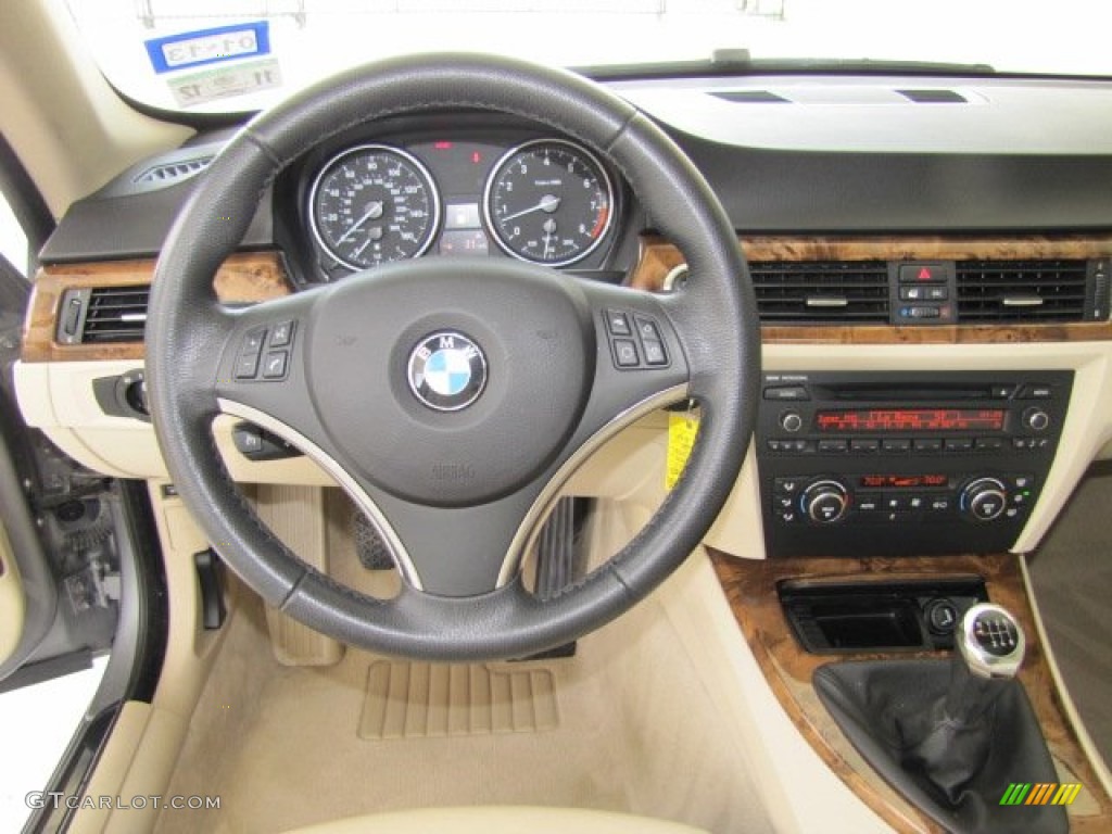 2007 BMW 3 Series 335i Coupe Cream Beige Steering Wheel Photo #68626077