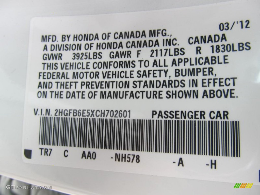 2012 Civic Si Sedan - Taffeta White / Black photo #14