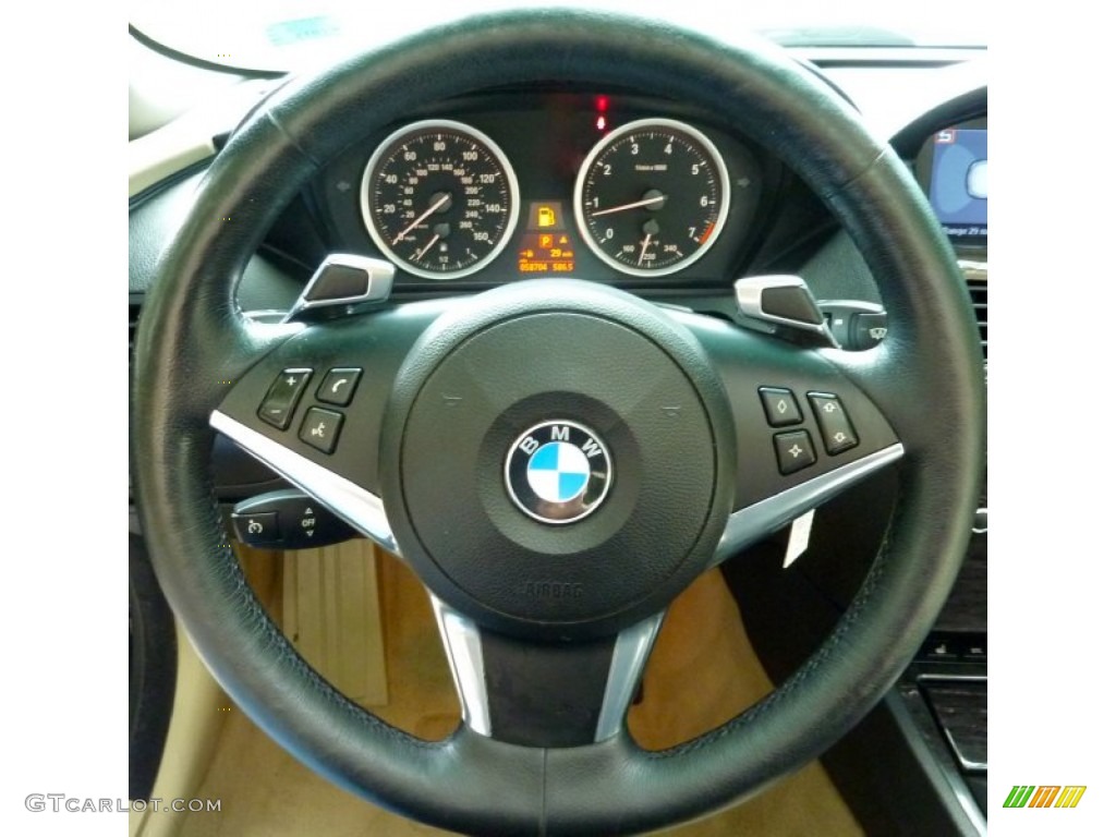 2009 BMW 6 Series 650i Convertible Cream Beige Dakota Leather Steering Wheel Photo #68628968