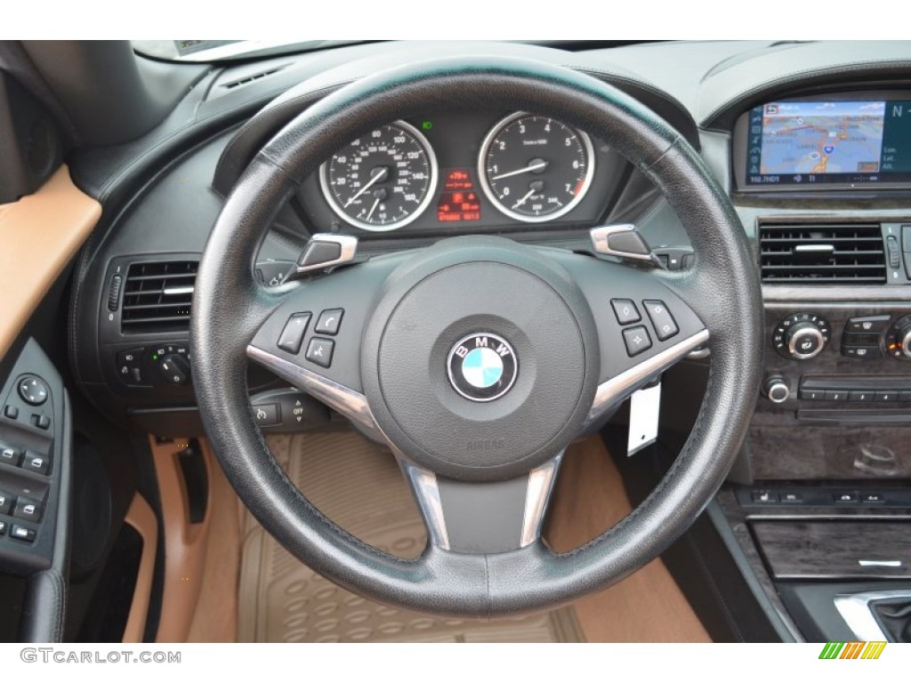 2008 BMW 6 Series 650i Convertible Canyon Brown Steering Wheel Photo #68631178