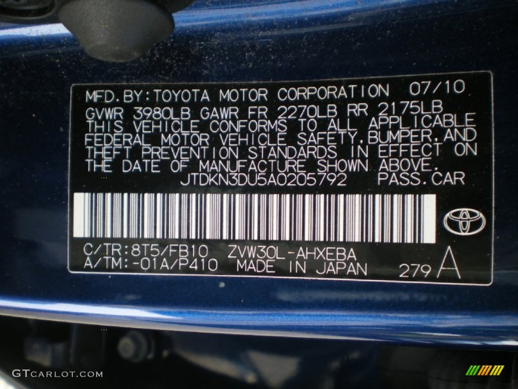 2010 Prius Hybrid II - Blue Ribbon Metallic / Misty Gray photo #32