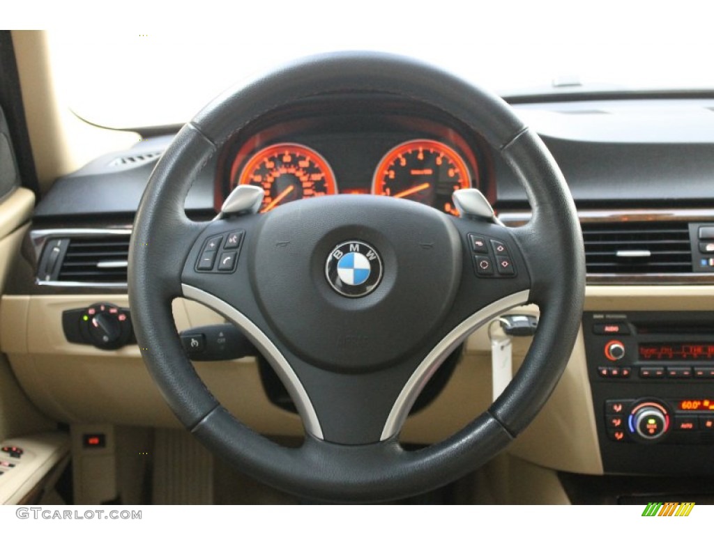 2008 BMW 3 Series 335i Sedan Beige Steering Wheel Photo #68633140