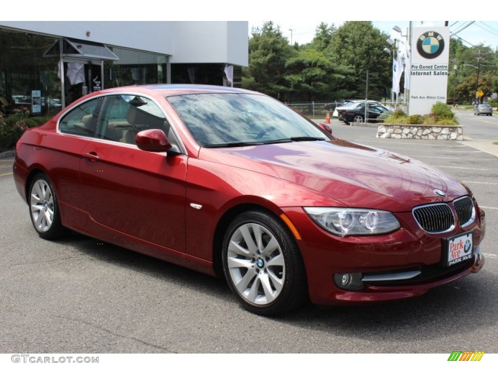 2012 3 Series 328i Coupe - Vermilion Red Metallic / Saddle Brown photo #3