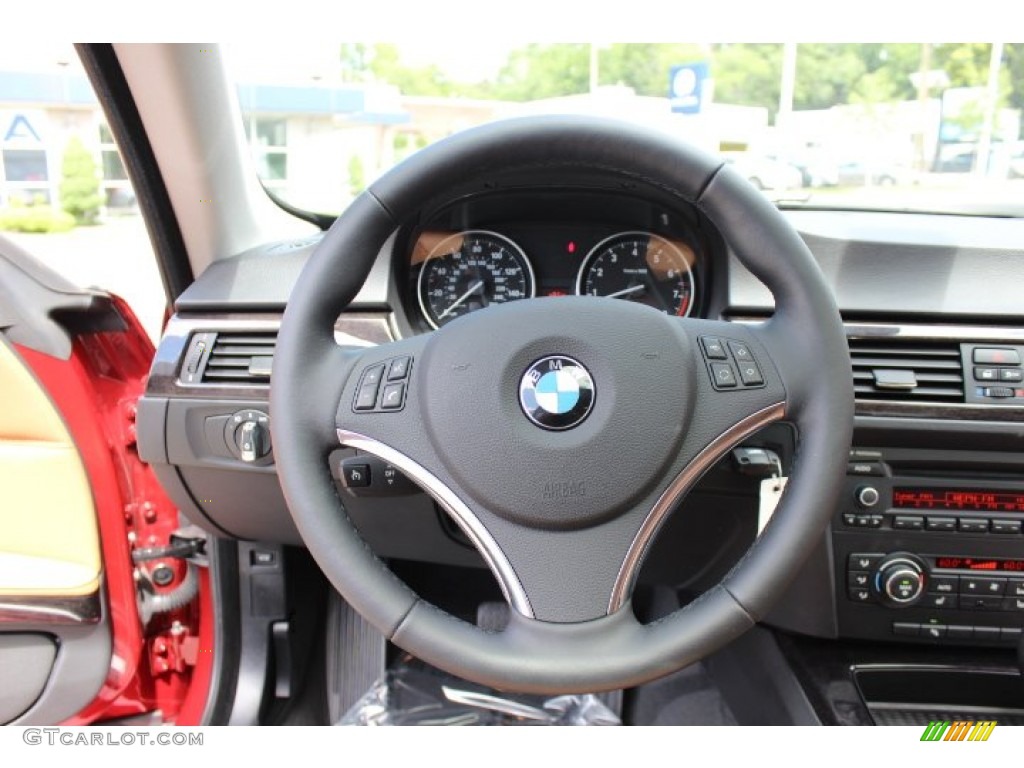 2012 BMW 3 Series 328i Coupe Saddle Brown Steering Wheel Photo #68641471