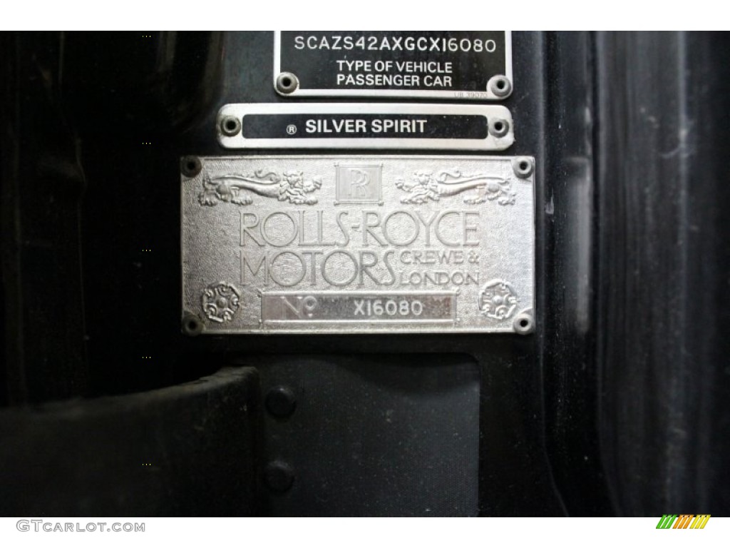 1986 Rolls-Royce Silver Spirit Mark I Info Tag Photo #68644021