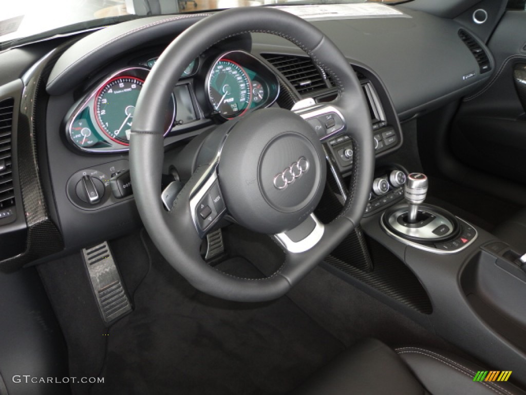 2011 Audi R8 Spyder 5.2 FSI quattro Black Fine Nappa Leather Steering Wheel Photo #68652088