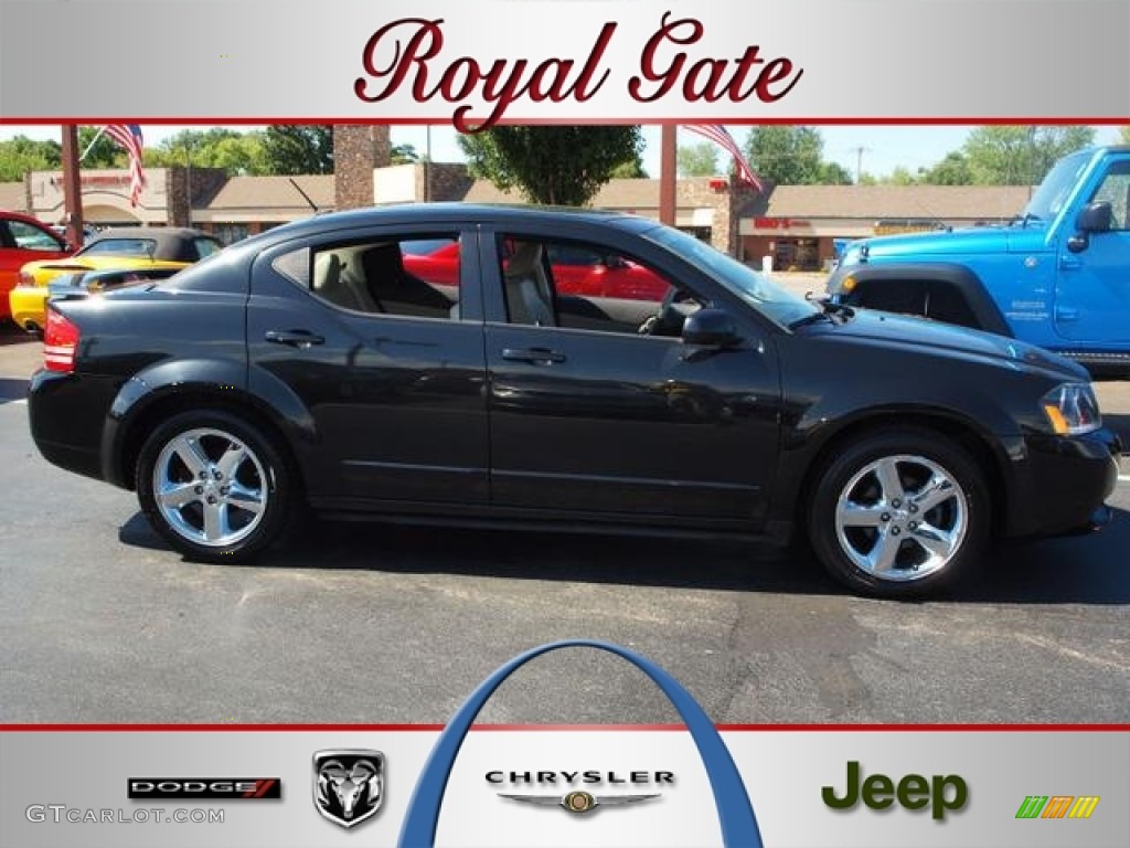 2008 Avenger R/T - Brilliant Black Crystal Pearl / Dark Slate Gray/Light Graystone photo #1