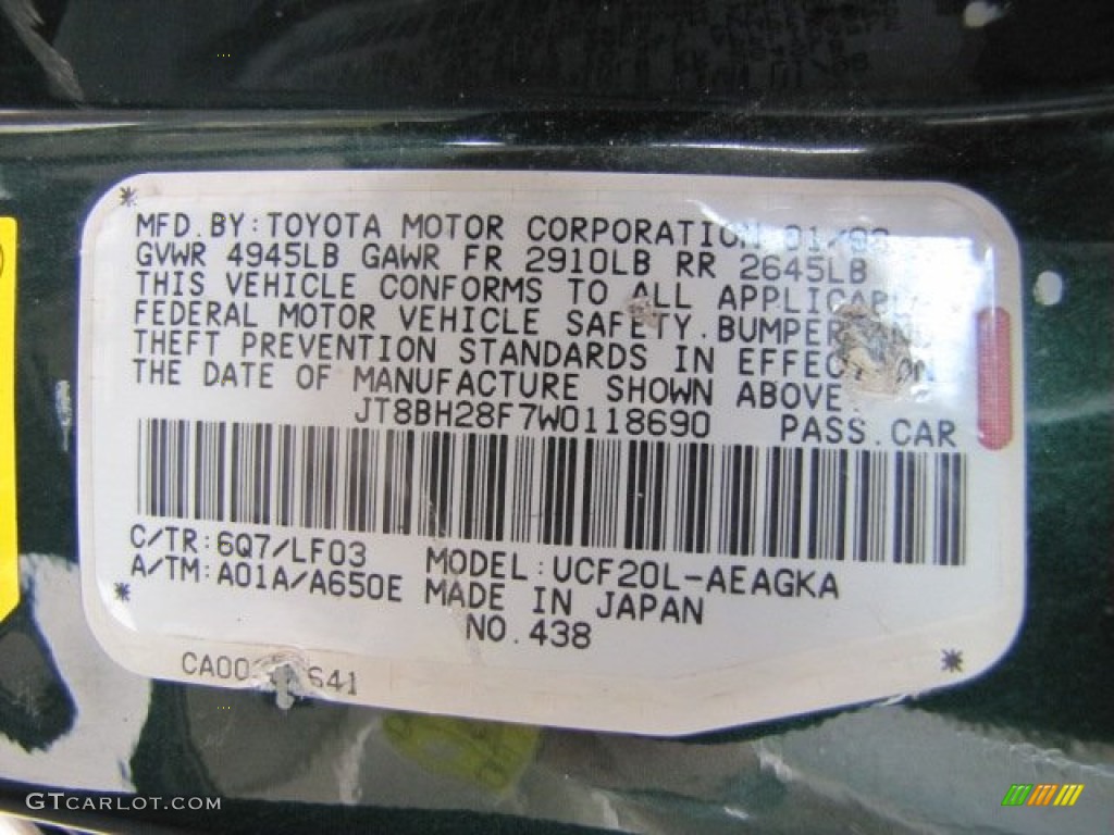 1998 LS Color Code 6Q7 for Dark Green Pearl Photo #68663583