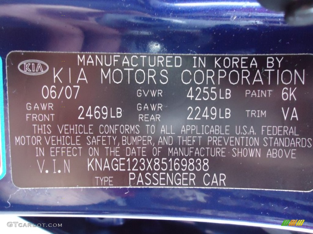 2008 Optima LX - Deep Ocean Blue / Black photo #24
