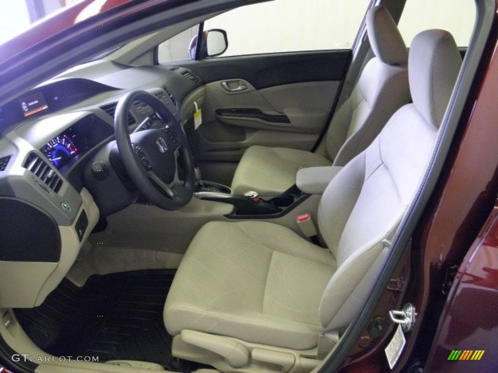2012 Civic LX Sedan - Crimson Pearl / Beige photo #14