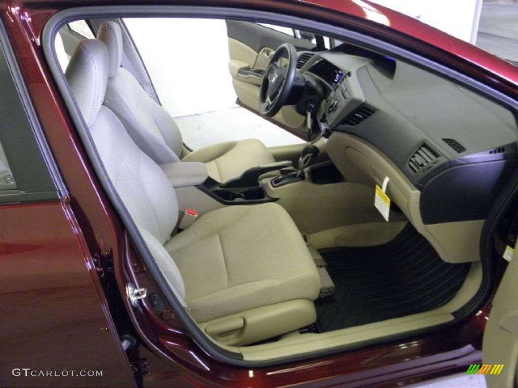 2012 Civic LX Sedan - Crimson Pearl / Beige photo #21