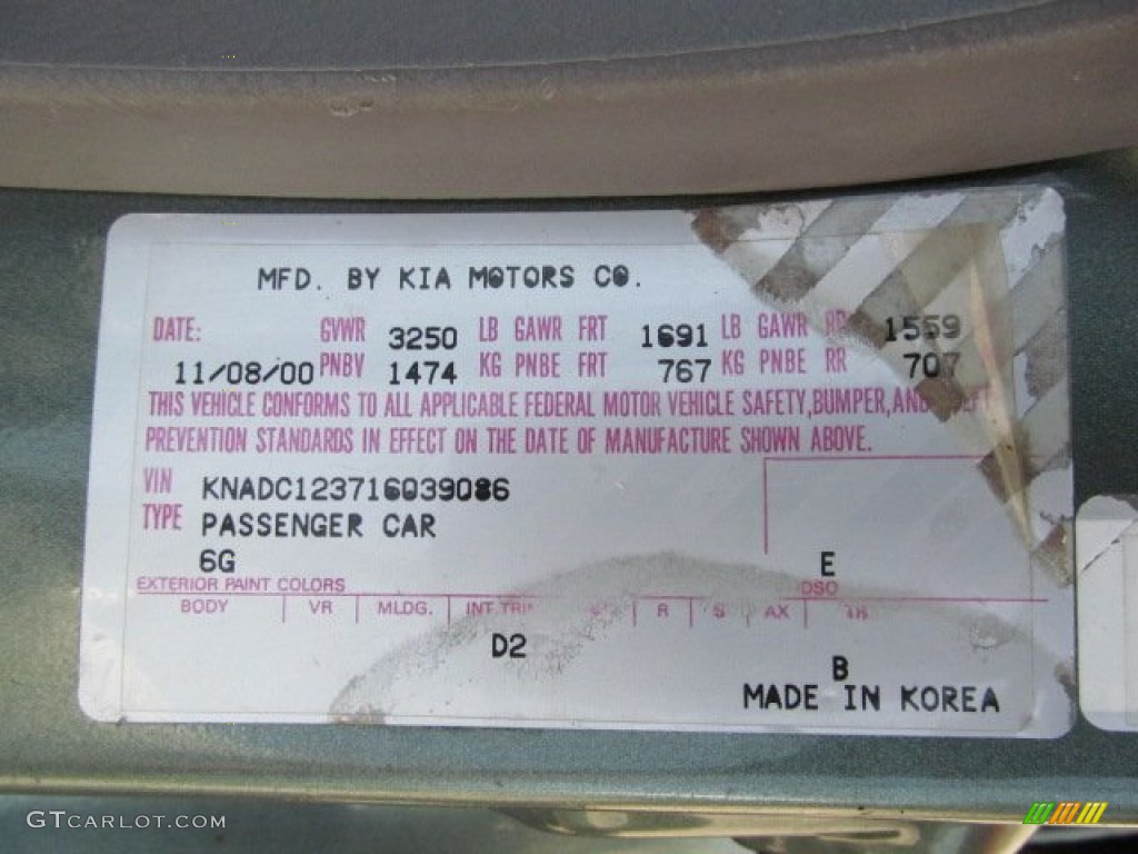 2001 Rio Sedan - Emerald Green / Gray photo #19