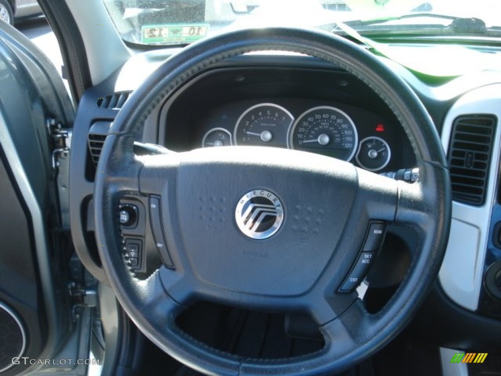 2007 Mercury Mariner Luxury 4WD Black Steering Wheel Photo #68676166