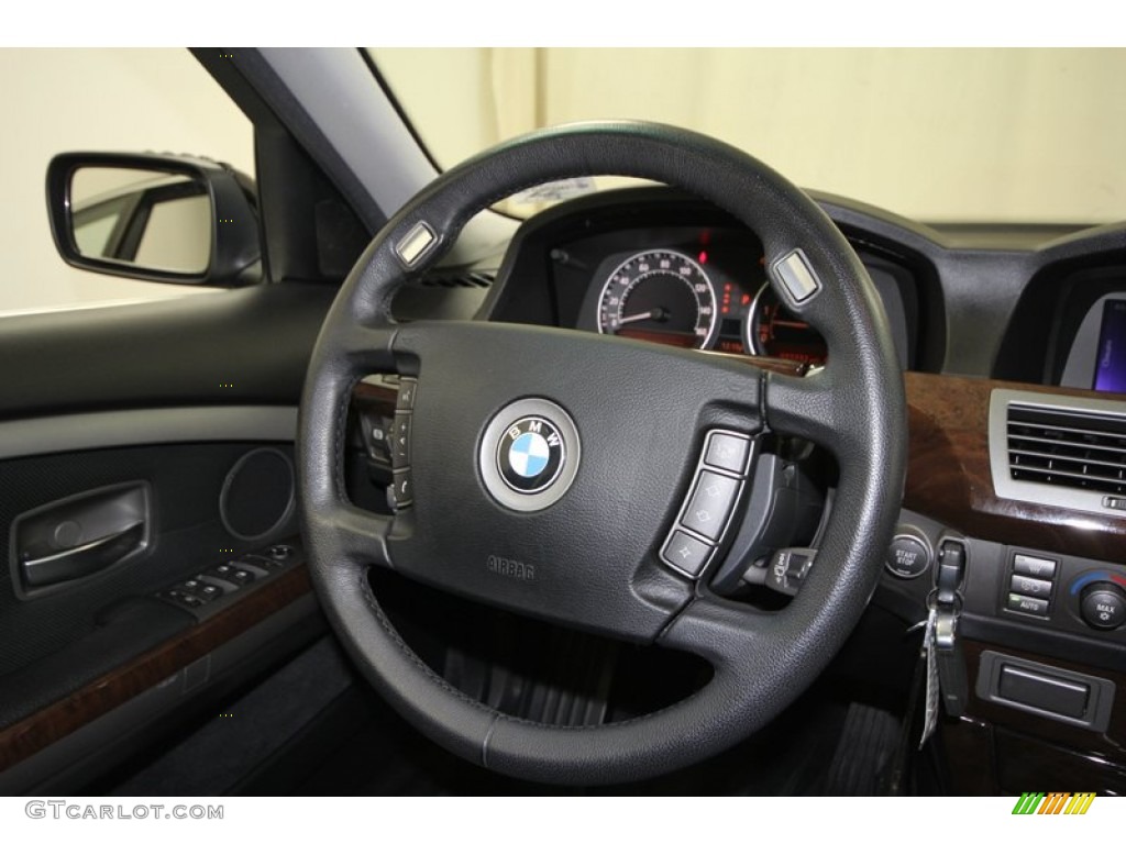 2004 BMW 7 Series 745i Sedan Black/Black Steering Wheel Photo #68678671